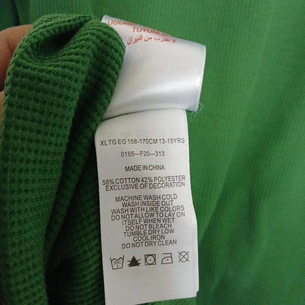 Nike SB Shirt Logo Spell Out Thermal Waffle Knit Youth XL Green Skateboard LS